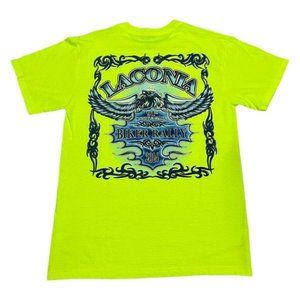 Laconia Neon Green Bike Week Motorcycle Rally Tee Shirtedium